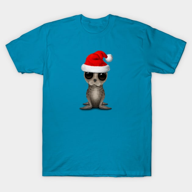 Baby Seal Wearing a Santa Hat T-Shirt by jeffbartels